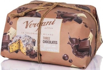 Vergani colomba three chocolate 750 gram